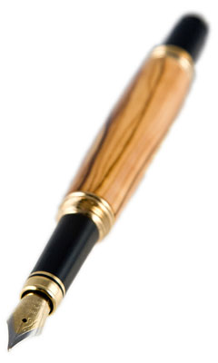handmade fountain pen made of olive wood